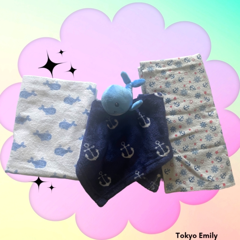Nautical Baby blanket lovey bundle